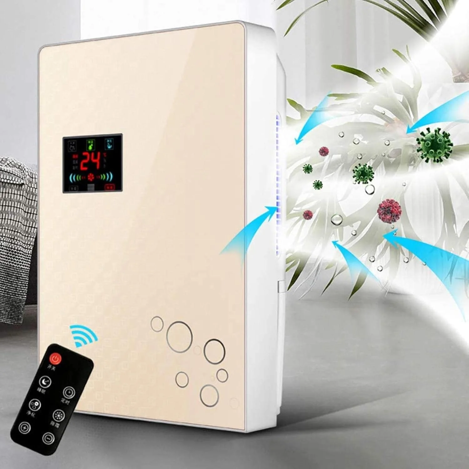 دستگاه رطوبت گیر و خشک کن 5 در 1 دوگانه MAHWTF (2.2 لیتر)، رطوبت زدایی کارآمد، فوق العاده بی صدا، خاموش شدن خودکار - ایده آل برای رطوبت و تراکم در خانه