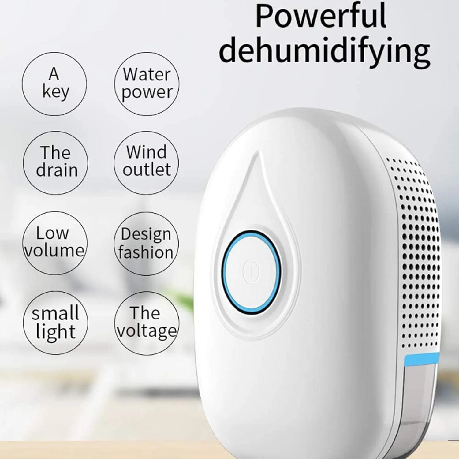 رطوبت گیر کوچک 800 میلی لیتری MAHWTF، خشک کن نیمه هادی خانگی، تخلیه اتوماتیک لوله آب خارجی، مناسب برای اتاق خواب، حمام، آشپزخانه برای از بین بردن رطوبت و کپک، آبی