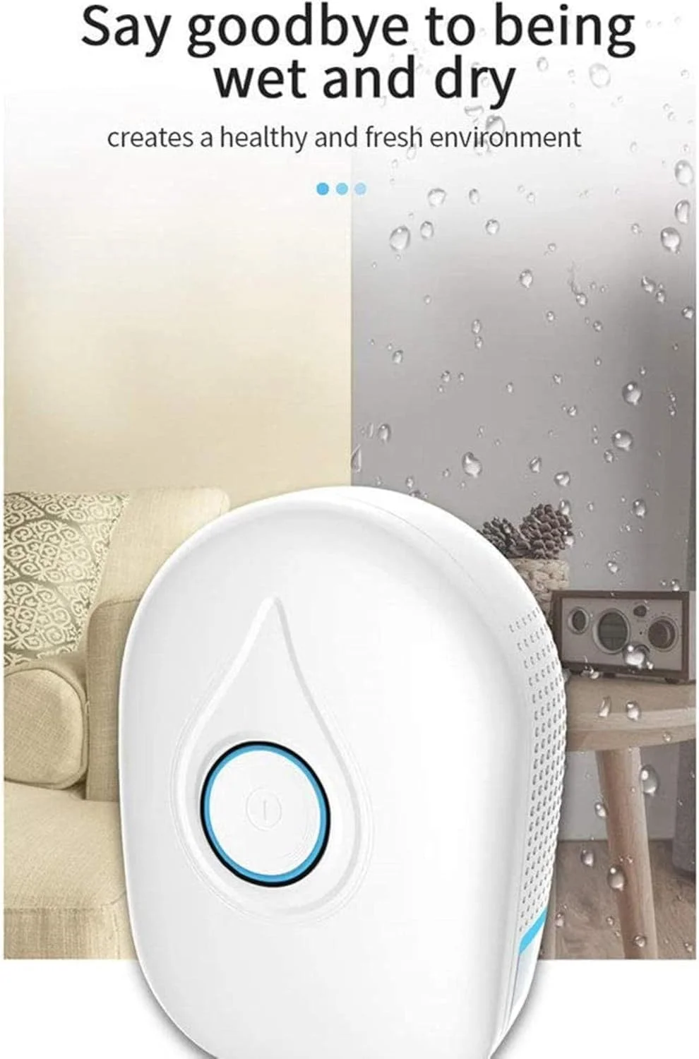 رطوبت گیر کوچک 800 میلی لیتری MAHWTF، خشک کن نیمه هادی خانگی، تخلیه اتوماتیک لوله آب خارجی، مناسب برای اتاق خواب، حمام، آشپزخانه برای از بین بردن رطوبت و کپک، آبی