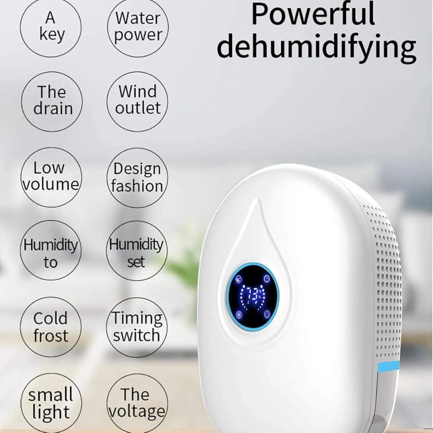 رطوبت گیر کوچک 800 میلی لیتری MAHWTF، خشک کن خانگی، سیستم تخلیه اتوماتیک لوله آب خارجی، صفحه نمایش LCD، کنترل از راه دور، زمان بندی 24 ساعته، مناسب برای آشپزخانه، حمام، اتاق خواب، آبی