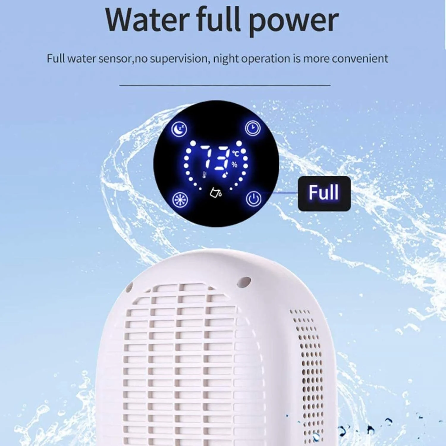 رطوبت گیر کوچک 800 میلی لیتری MAHWTF، خشک کن خانگی، سیستم تخلیه اتوماتیک لوله آب خارجی، صفحه نمایش LCD، کنترل از راه دور، زمان بندی 24 ساعته، مناسب برای آشپزخانه، حمام، اتاق خواب، آبی