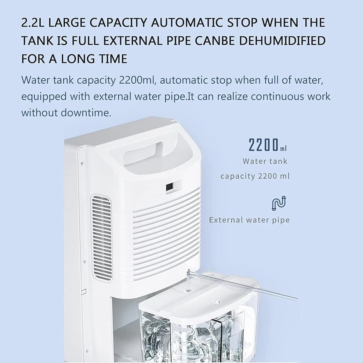 رطوبت گیر 2.2 لیتری 42 واتی MAHWTF، با کنترل از راه دور/لوله آب خارجی، بی صدا/کنترل از راه دور/تایمر، برای جذب رطوبت زیرزمین