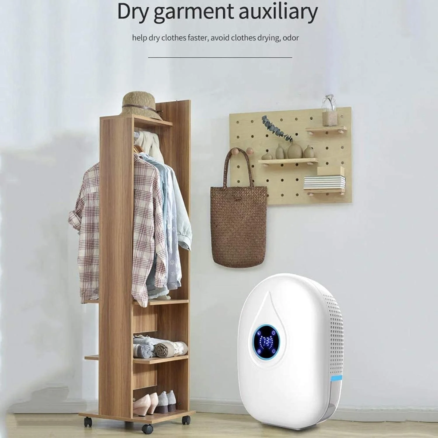 رطوبت گیر کوچک 800 میلی لیتری MAHWTF، خشک کن خانگی، سیستم تخلیه اتوماتیک لوله آب خارجی، صفحه نمایش LCD، کنترل از راه دور، زمان بندی 24 ساعته، مناسب برای آشپزخانه، حمام، اتاق خواب، آبی