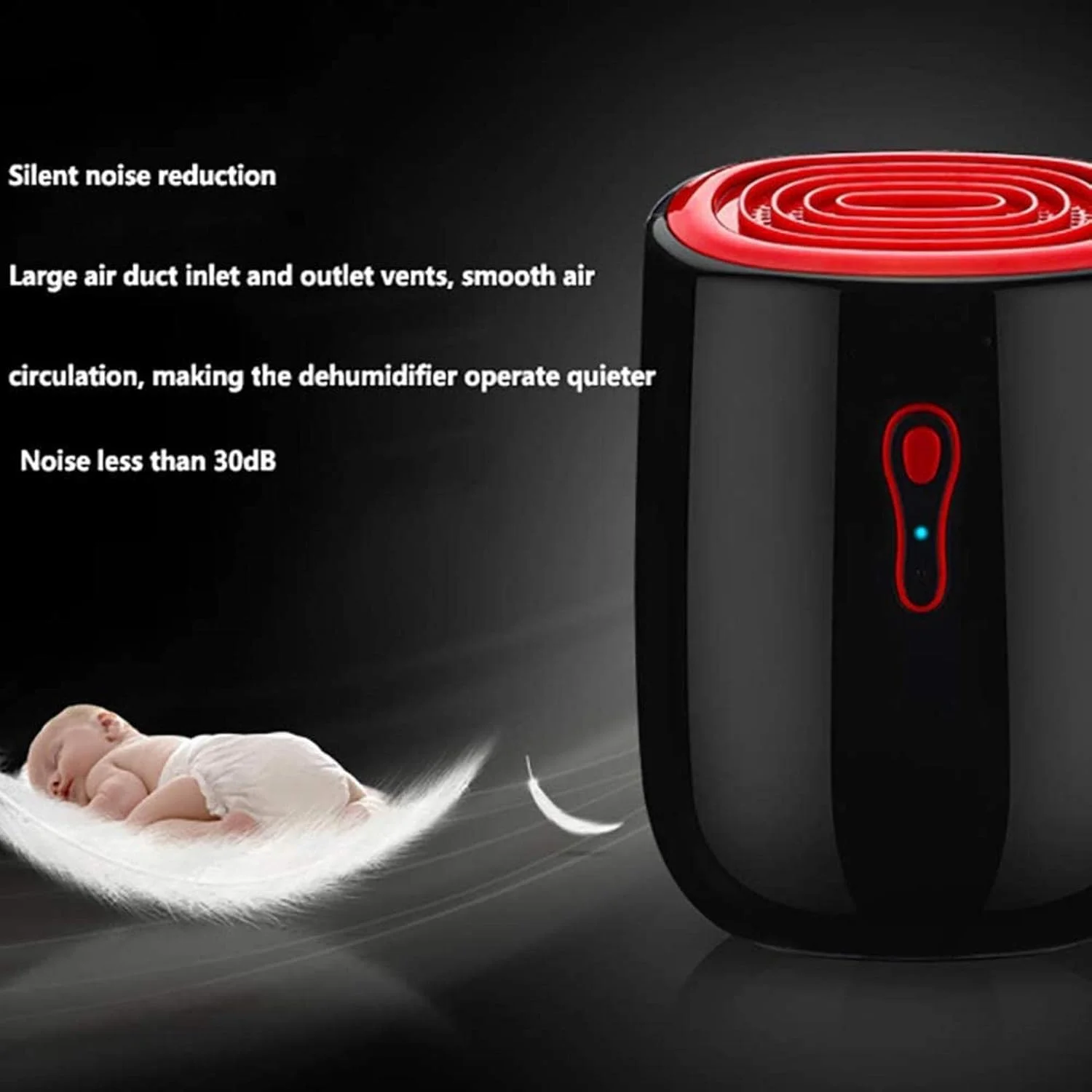 رطوبت گیر خانگی MAHWTF، جاذب رطوبت، ساخته شده از ABS، قابل حمل، کوچک، رطوبت گیر برقی مشکی، بی صدا، 500 میلی لیتر، مناسب برای حذف رطوبت آشپزخانه، اتاق خواب، دفتر، گاراژ