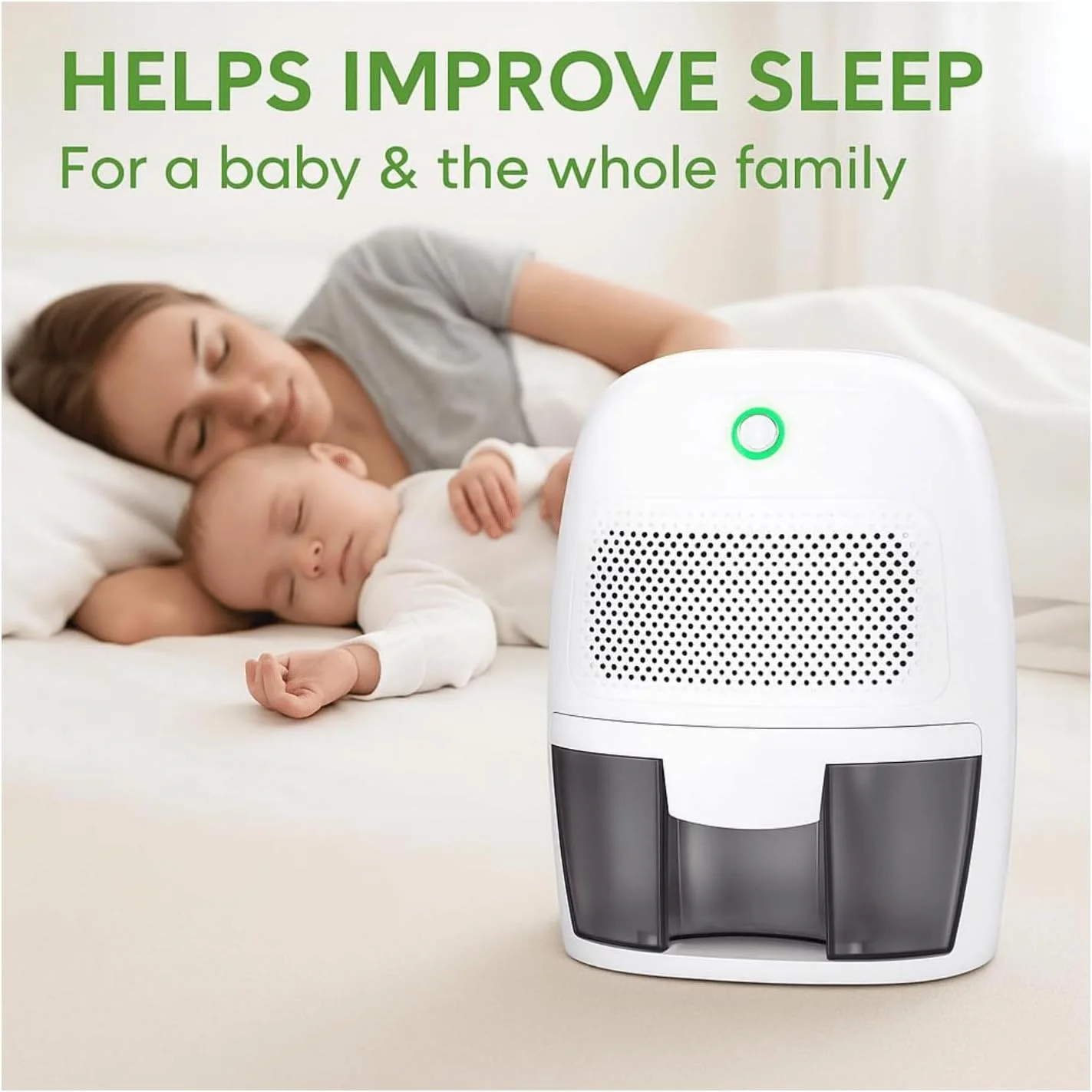 رطوبت گیر کوچک با مخزن آب 600 میلی لیتری، رطوبت زدای قابل حمل فوق العاده بی صدا پلتیر برای اتاق خواب 20 متر مربعی / 215 فوت مربعی، حمام، کمد لباس، کاروان - خاموش شدن خودکار، LED سبز، خشک کن هوا با مصرف انرژی کارآمد DH500A