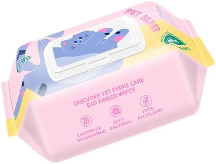دستمال مرطوب 80 عددی برای سگ و گربه، دستمال نظافت برای استفاده آسان روی گوش، صورت، پنجه، بدن و باسن، دستمال مرطوب ضد حساسیت و بدون بو