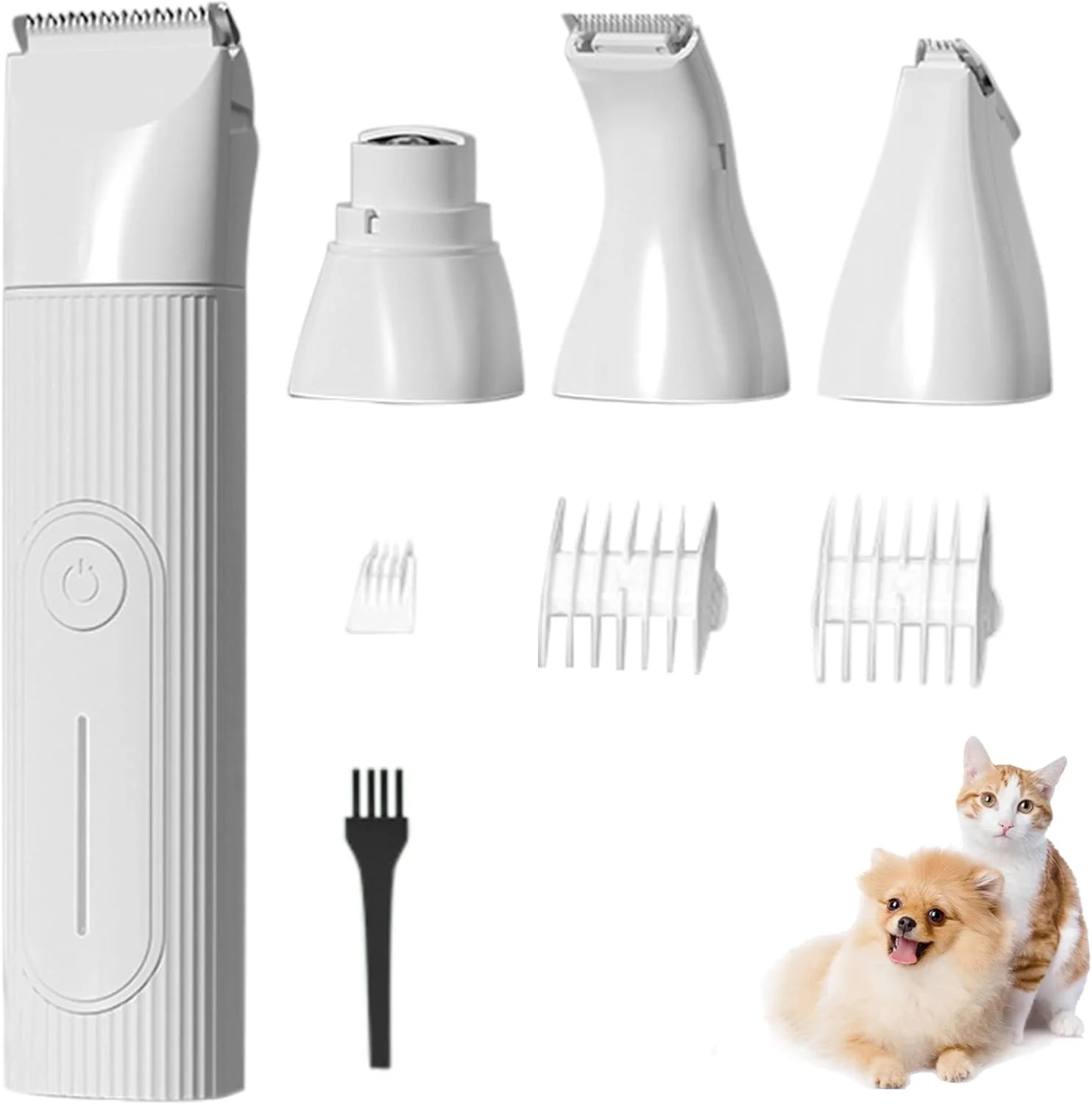 ماشین اصلاح موی سگ Wisfunlly، کیت پیرایش موی حیوانات خانگی برقی، ماشین اصلاح شارژی با 4 سر برش و 3 شانه راهنما، ماشین اصلاح حیوانات خانگی کم صدا برای اصلاح موی سگ در اطراف پنجه ها، چشم ها، گوش ها، صورت و کپل