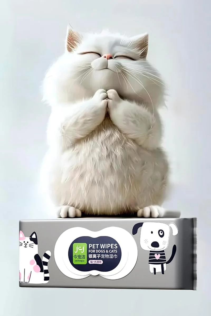دستمال مرطوب بزرگ 80 عددی برای حیوانات خانگی سگ و گربه، دستمال های نظافتی برای استفاده آسان روی گوش ها، صورت، پنجه ها، بدن و باسن، دستمال مرطوب ضد حساسیت و بدون عطر برای حیوانات خانگی