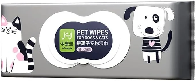 دستمال مرطوب بزرگ 80 عددی برای حیوانات خانگی سگ و گربه، دستمال های نظافتی برای استفاده آسان روی گوش ها، صورت، پنجه ها، بدن و باسن، دستمال مرطوب ضد حساسیت و بدون عطر برای حیوانات خانگی