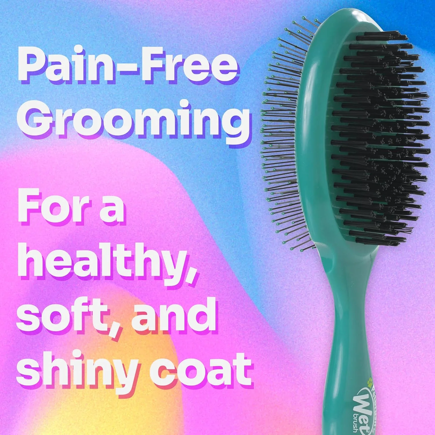 برس باز کننده گره دو طرفه نهایی وت براش - موهای فوق العاده نرم IntelliFlex، موهای شل و کثیفی را برای سگ، گربه، خرگوش از بین می برد - آبی فیروزه ای