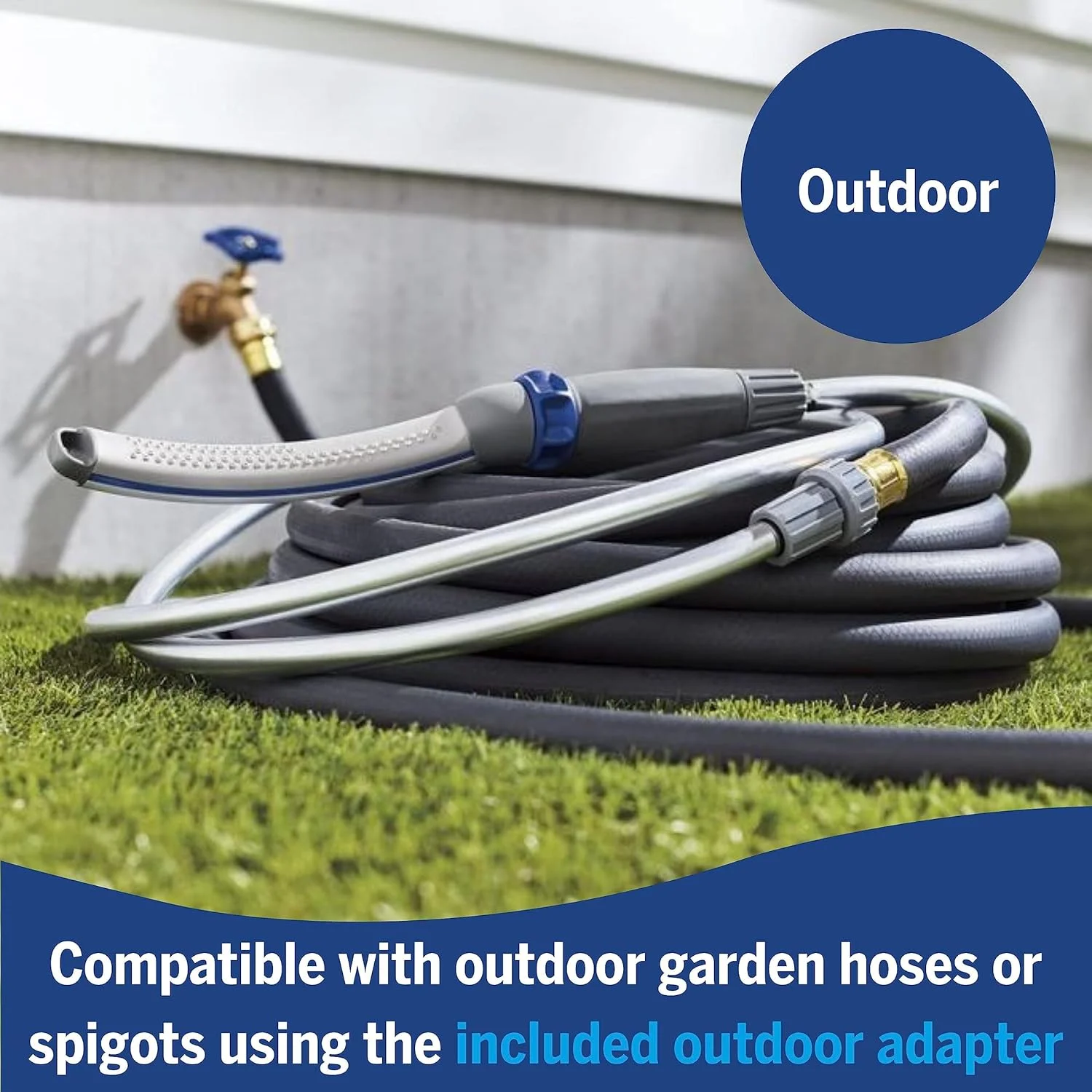 دوش سگ Waterpik Pet Wand Pro برای شستشوی سریع و آسان سگ، اسپری داخلی و خارجی شامل شلنگ انعطاف پذیر 8 فوتی، آبی/خاکستری، PPR-252E