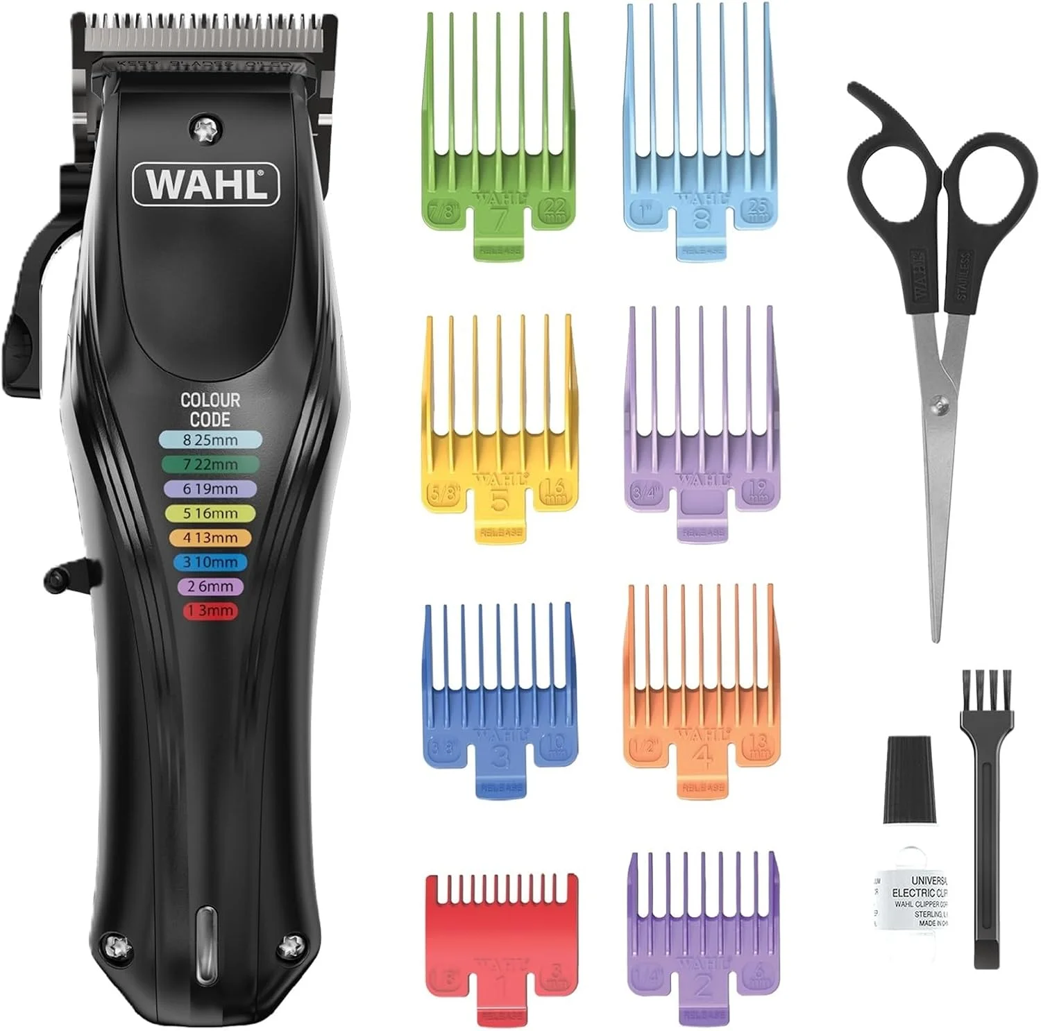 ماشین اصلاح حیوانات Wahl Animal Color Pro، ماشین اصلاح شارژی حیوانات خانگی با شانه‌های رنگی، مراقبت کامل از مو برای سگ‌ها، کم صدا، ماشین اصلاح سگ با عملکرد برقی/باتری، مشکی