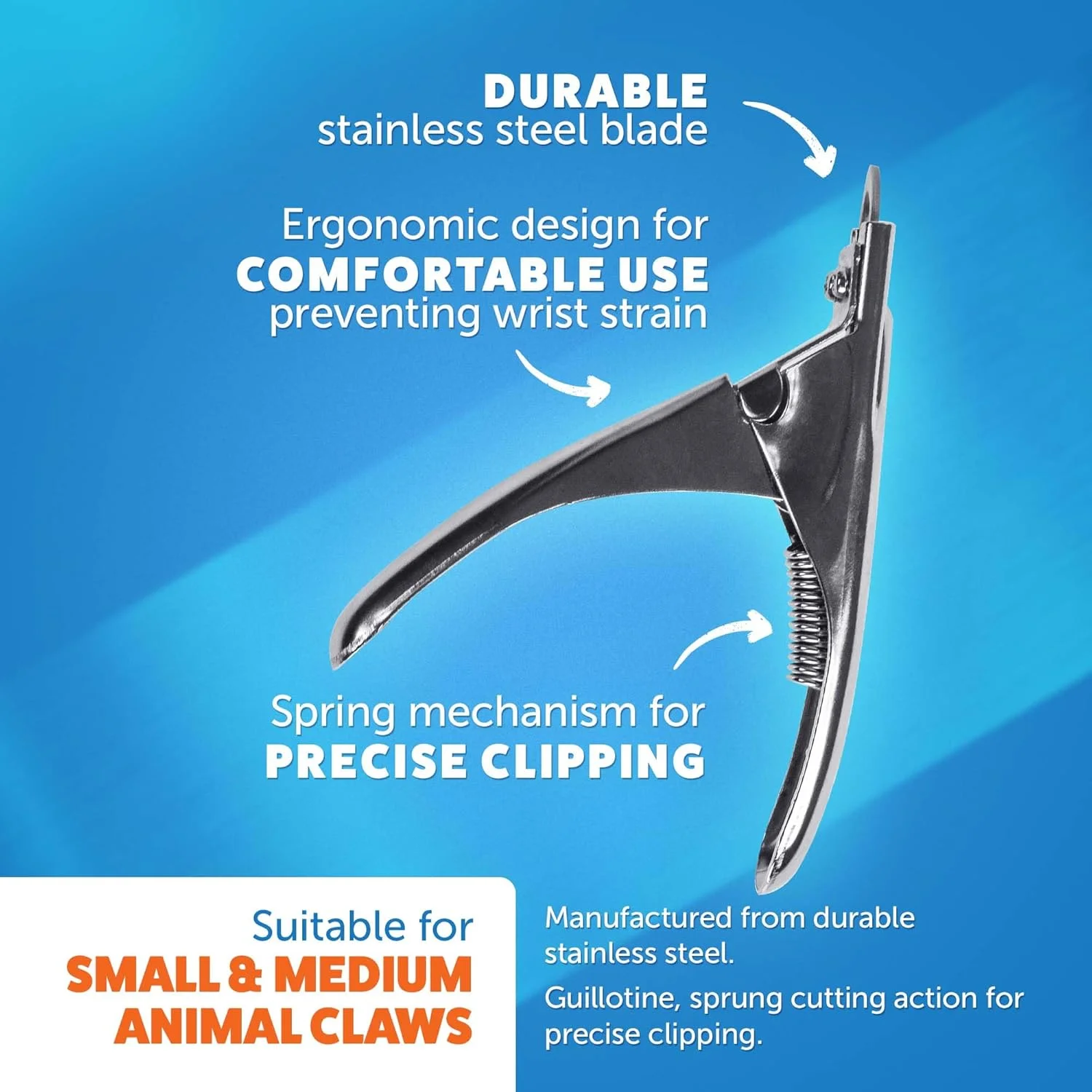 ناخن گیر گیوتینی سگ وال، جنس استیل ضد زنگ