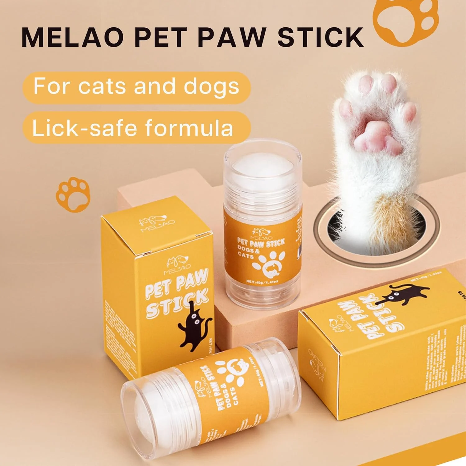 بالم پنجه و بینی سگ و گربه VRAIKO MELAO، 40 گرم، حاوی روغن نارگیل و شی باتر، مرطوب کننده پنجه های خشک و ترک خورده