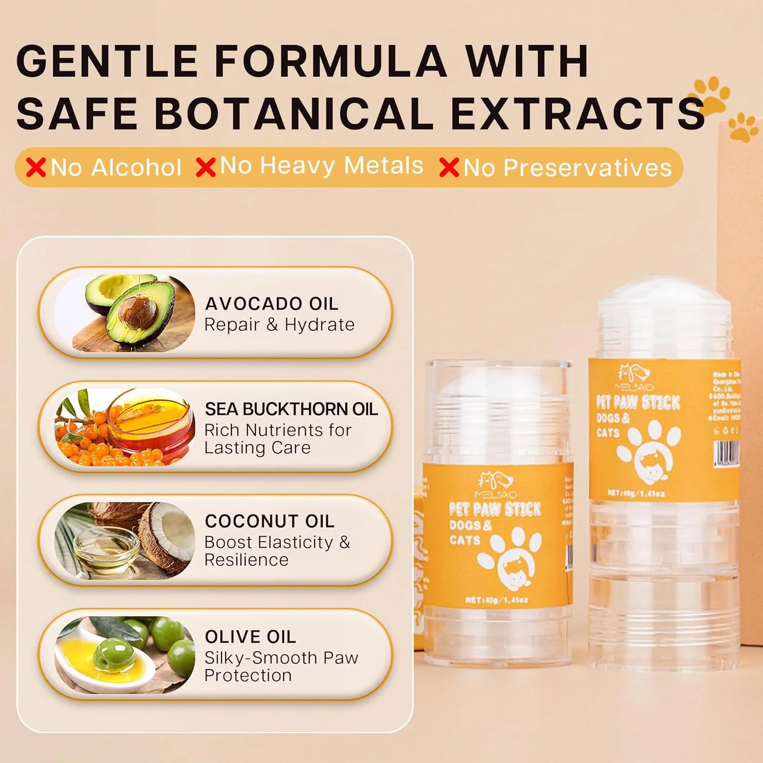 بالم پنجه و بینی سگ و گربه VRAIKO MELAO، 40 گرم، حاوی روغن نارگیل و شی باتر، مرطوب کننده پنجه های خشک و ترک خورده