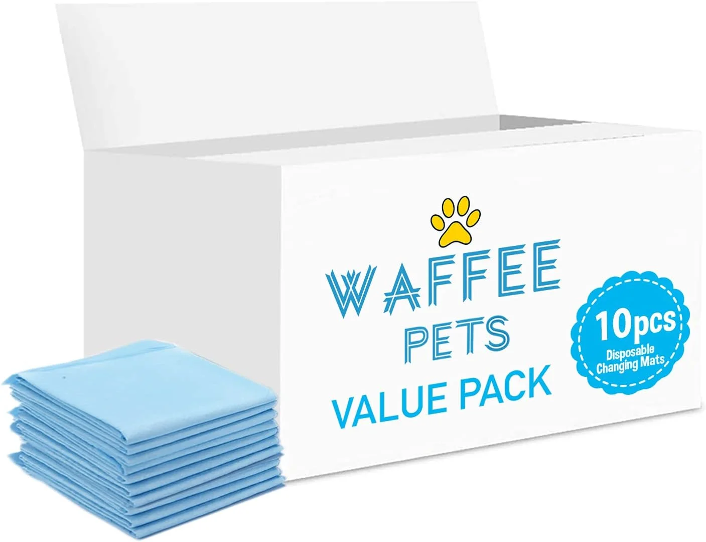پدهای تعویض یکبار مصرف Waffee، بسته 10 عددی، پدهای جاذب و سریع خشک شونده و ضد نشت برای آموزش توالت، پد تعویض، پد پوشک، پد آموزش حیوانات خانگی