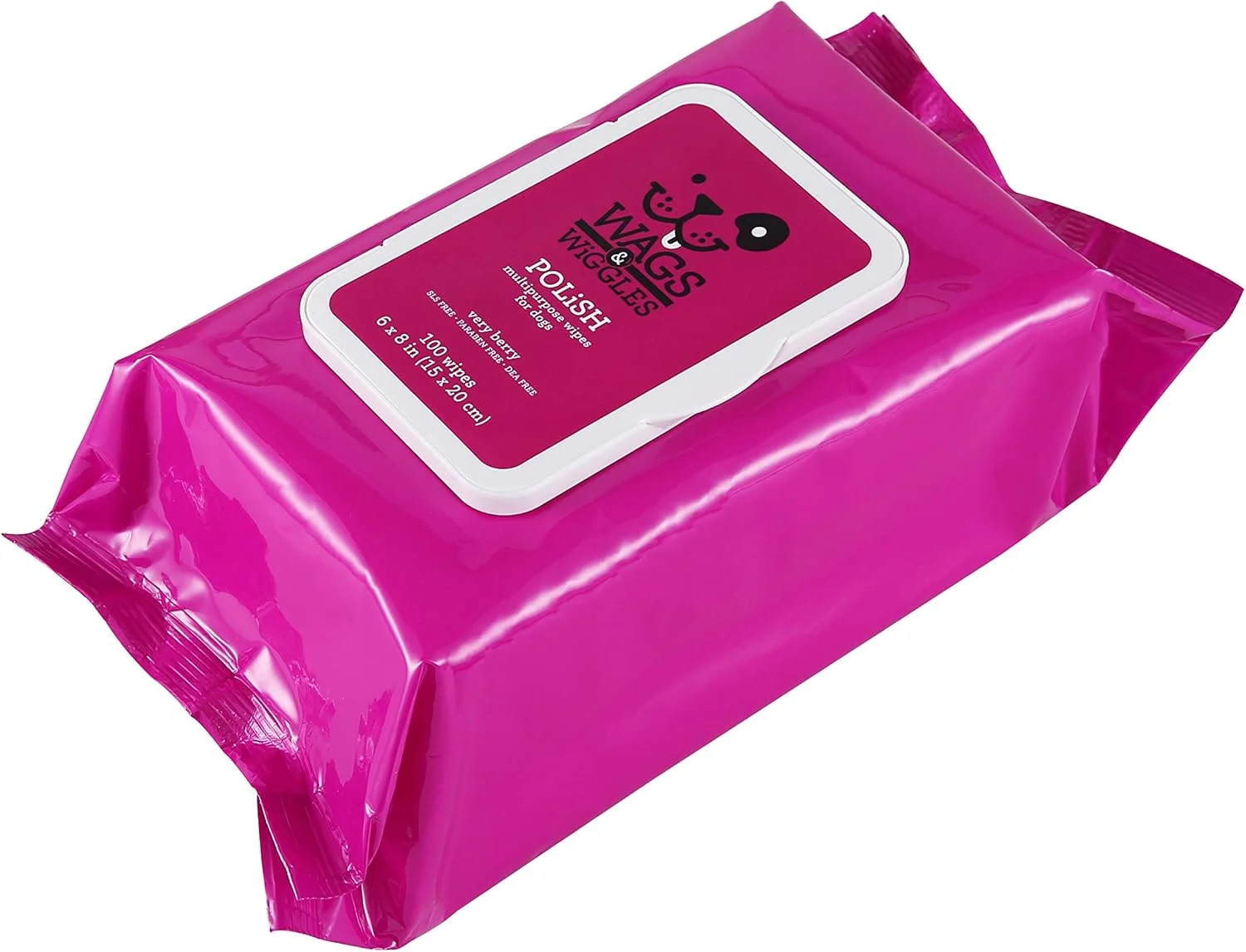 دستمال مرطوب چند منظوره سگ Wags & Wiggles | تمیز کننده و نرم کننده پوشش سگ شما بدون نیاز به حمام | رایحه توت تازه که سگ شما عاشق آن خواهد شد، 100 عدد