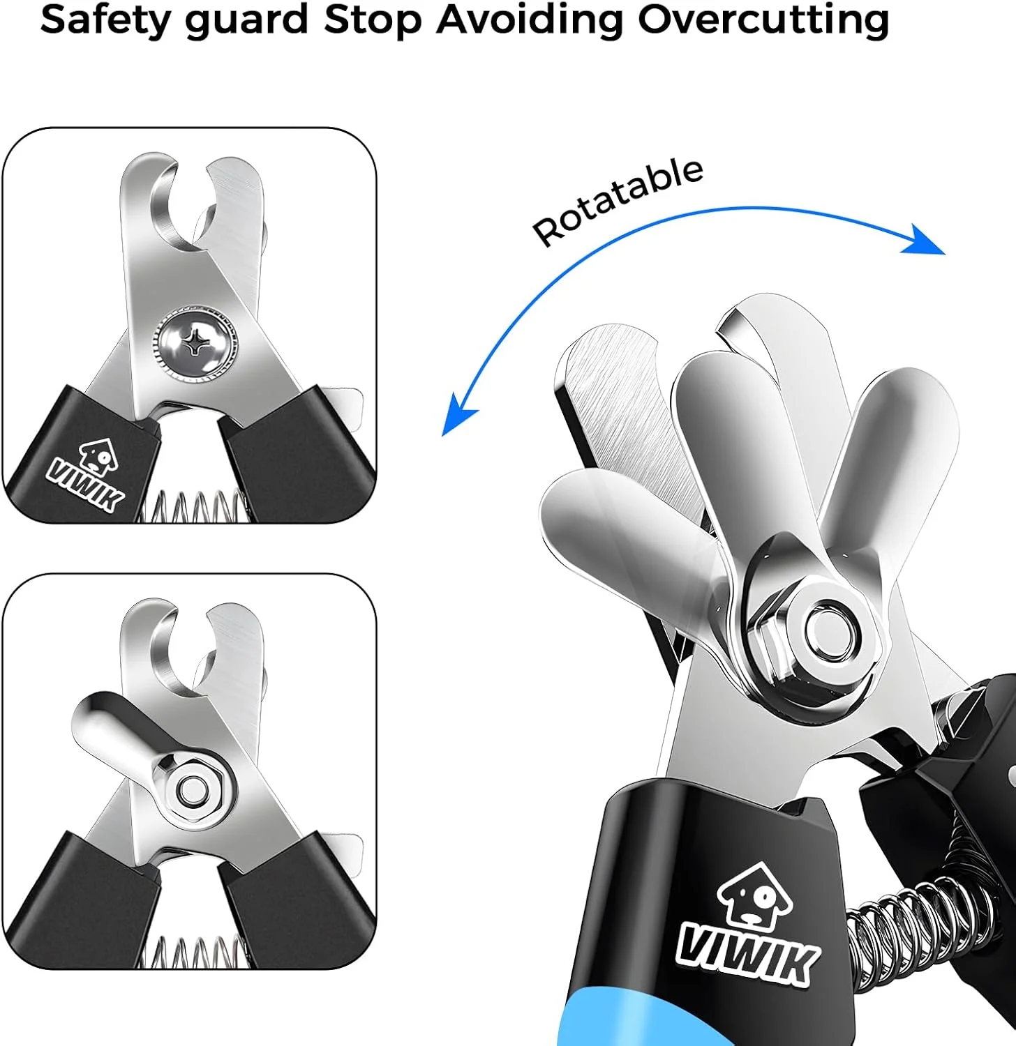 ناخن گیر سگ VIWIK برای سگ های بزرگ و متوسط، گربه ها، ناخن گیر حرفه ای سگ با سوهان، حسگر سریع و محافظ ایمنی برای جلوگیری از کوتاه کردن بیش از حد، ناخن گیر پنجه حیوانات خانگی برای نظافت با سوهان ناخن آبی