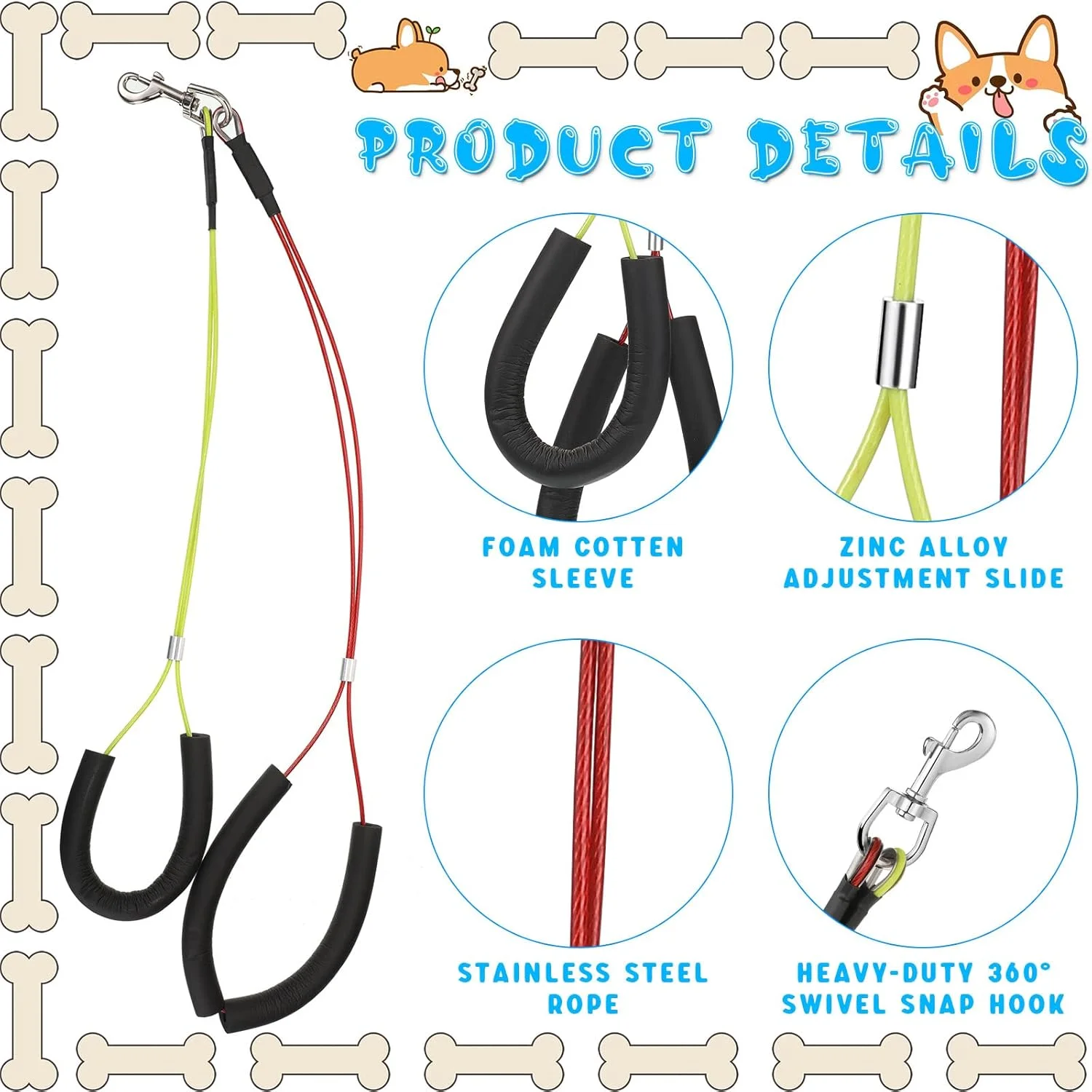 ویسنپال، ست 4 عددی نگهدارنده بدون نشستن سگ برای میز آرایش سگ، مهار آرایش سگ، حلقه قابل تنظیم، بازوی میز آرایش برای حمام و آرایش حیوانات خانگی