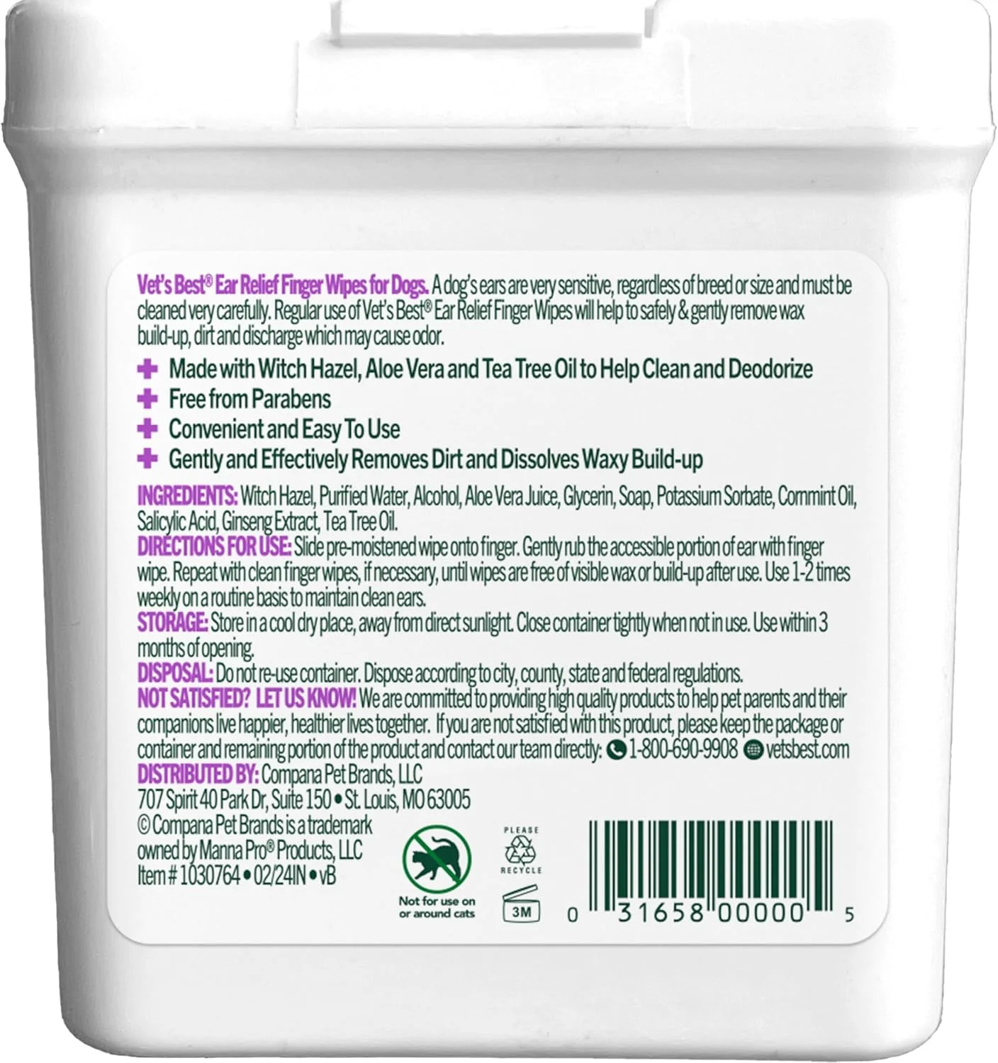 دستمال مرطوب انگشتی تسکین دهنده گوش سگ Vet's Best | دستمال مرطوب انگشتی تمیز کننده گوش سگ | تسکین دهنده و خوشبو کننده | 50 عدد دستمال یکبار مصرف