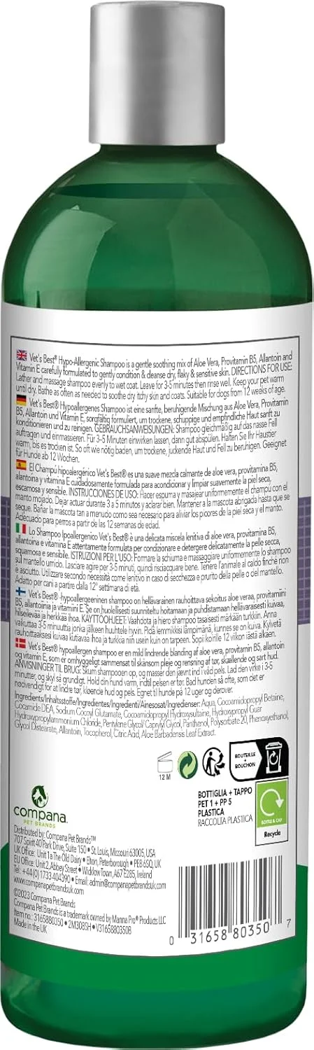 شامپو ضد حساسیت سگ Vet'S Best، سفید، 473 میلی لیتر