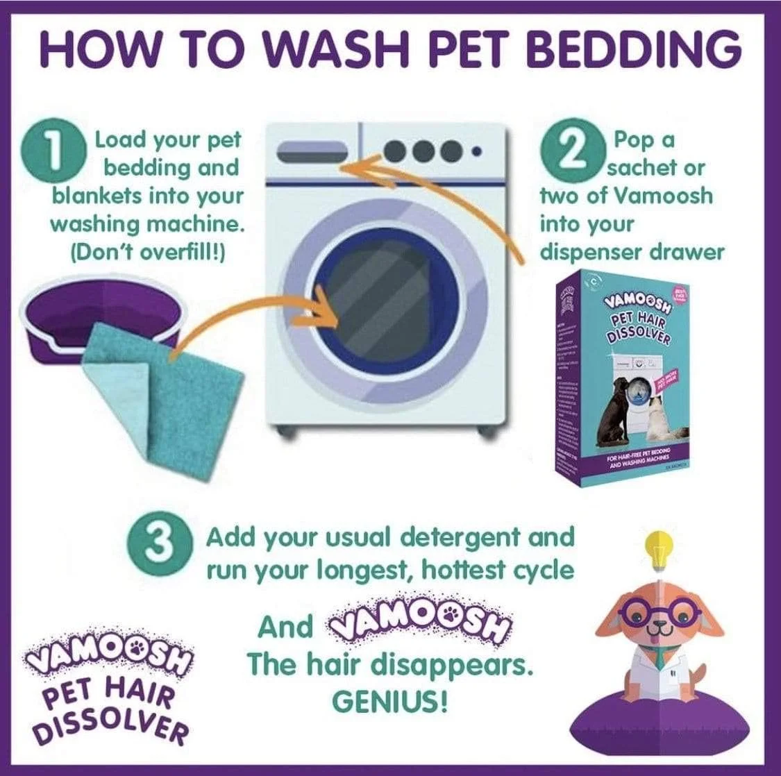 محلول از بین برنده موی حیوانات خانگی وموش 3 عدد 100 گرمی (1 جعبه) از بین برنده موی حیوانات خانگی برای ماشین لباسشویی - موی سگ، موی گربه، موی اسب و غیره را در لباسشویی حل می کند.