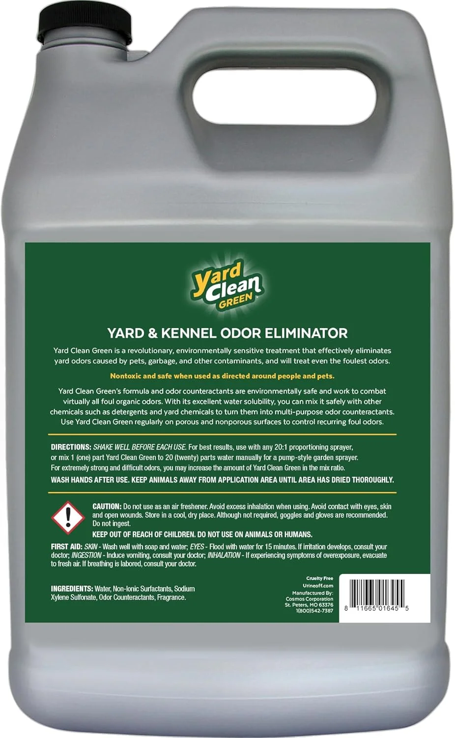 از بین برنده بوی ادرار حیوانات خانگی Urine OFF برای حیاط و لانه | از بین برنده بوی ادرار سگ و گربه | سازگار با محیط زیست (3.7 لیتر)