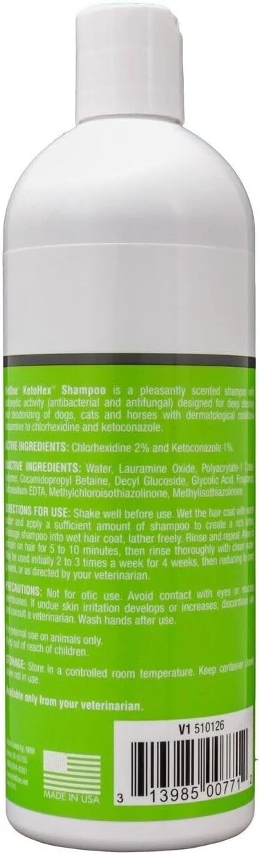 شامپو کتوهگز وت وان برای گربه و سگ - 473 میلی لیتر، درمان ضد باکتریایی کک و کنه سگ و گربه، برای عفونت ها و ضایعات پوست حساس، محافظت و مرطوب کننده، درمان ضد قارچی برای سگ ها و گربه ها -