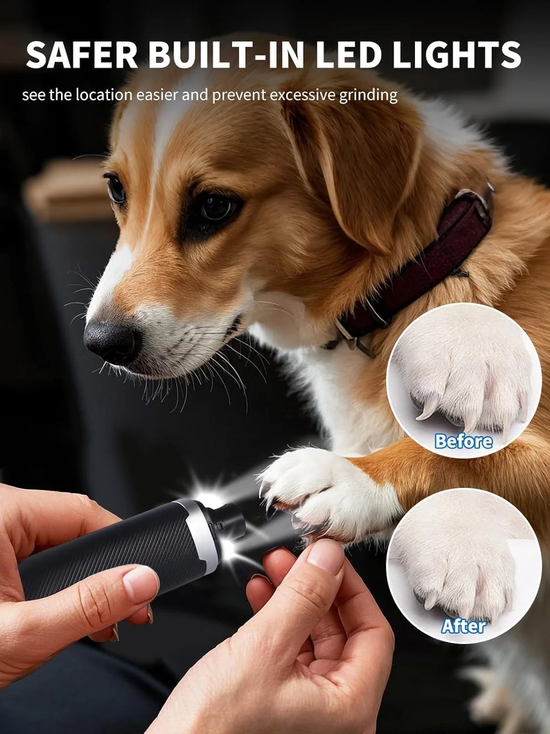 سوهان ناخن برقی ارتقا یافته 2025 برای سگ و گربه، ناخن گیر بی صدای حیوانات خانگی با چراغ LED و 3 سرعت، ناخن گیر ایمن و قابل شارژ برای حیوانات خانگی کوچک تا متوسط، (شامل 3 چرخ سنگ زنی و کیف نگهداری)