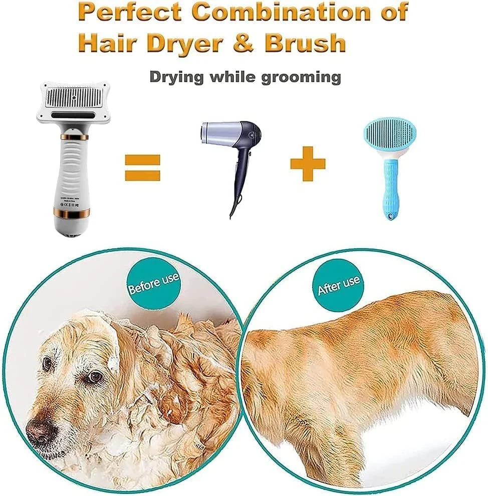 سشوار موی حیوانات خانگی Ubitree، سشوار 2 در 1 برای نظافت حیوانات خانگی به همراه برس نرم کننده، سشوار خانگی سگ و گربه با 3 تنظیمات دمایی قابل تنظیم برای سگ و گربه های کوچک، متوسط و بزرگ، لوازم جانبی حمام و دوش