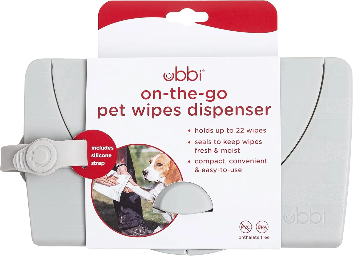 جا دستمال مرطوب حیوانات خانگی Ubbi، ظرف دستمال مرطوب برای سگ و گربه، ظرف نگهدارنده دستمال مرطوب برای منزل و مسافرت، خاکستری