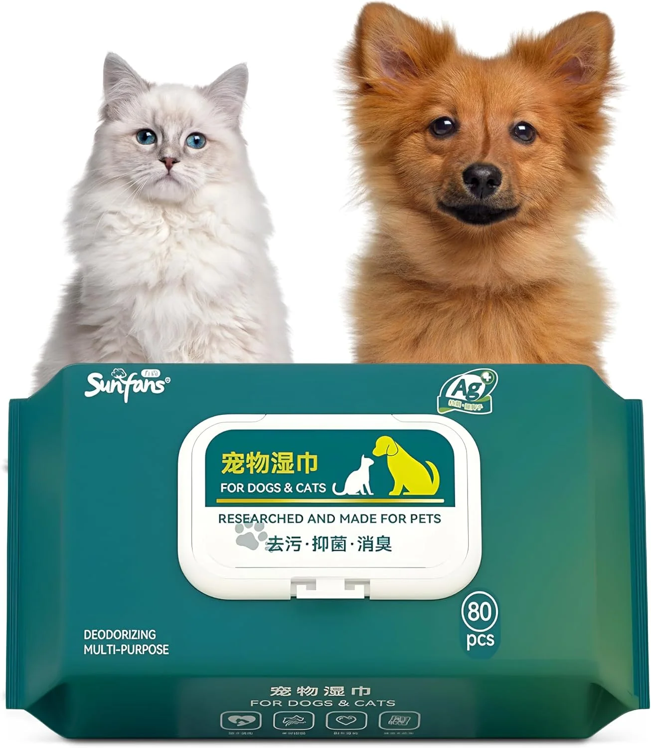 دستمال مرطوب فوق العاده نرم حیوانات خانگی - بسته 80 عددی - دستمال مرطوب بزرگ و بسیار ضخیم سگ و گربه برای گوش، چشم، پنجه، بدن و باسن - دستمال مرطوب نظافتی حاوی ویتامین E برای توله سگ ها و حیوانات بالغ - تمیز کردن سریع (14 x 18 سانتی متر)