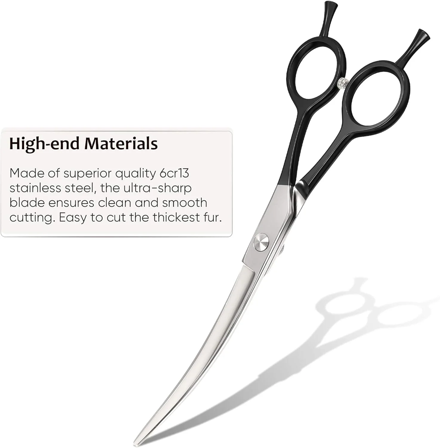 قیچی آرایشگری حیوانات خانگی ULG، 7.5 اینچ، حرفه ای، مناسب سگ و گربه، قیچی های فولاد ضد زنگ 6CR13، قیچی های خمیده، مناسب دست چپ و راست، ماشین اصلاح موی حیوانات خانگی برای سگ و گربه