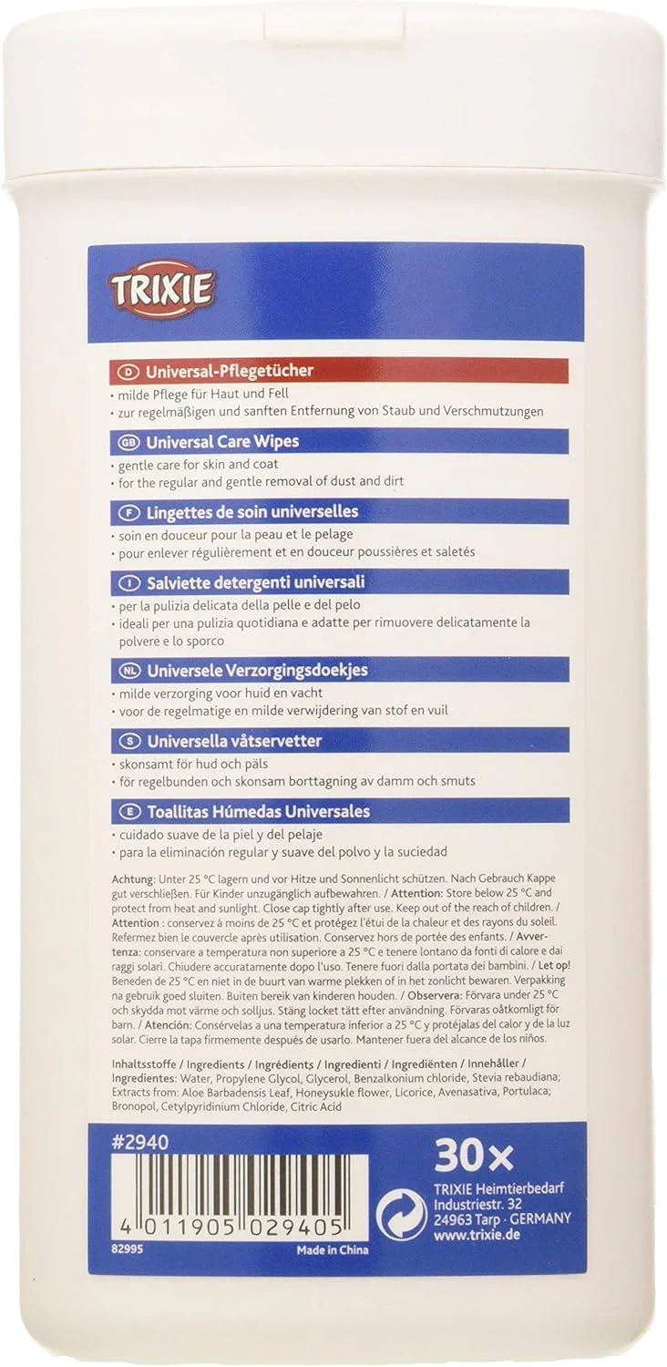 دستمال مرطوب آرایشی یونیورسال تریکسی برای سگ و گربه 30 عددی
