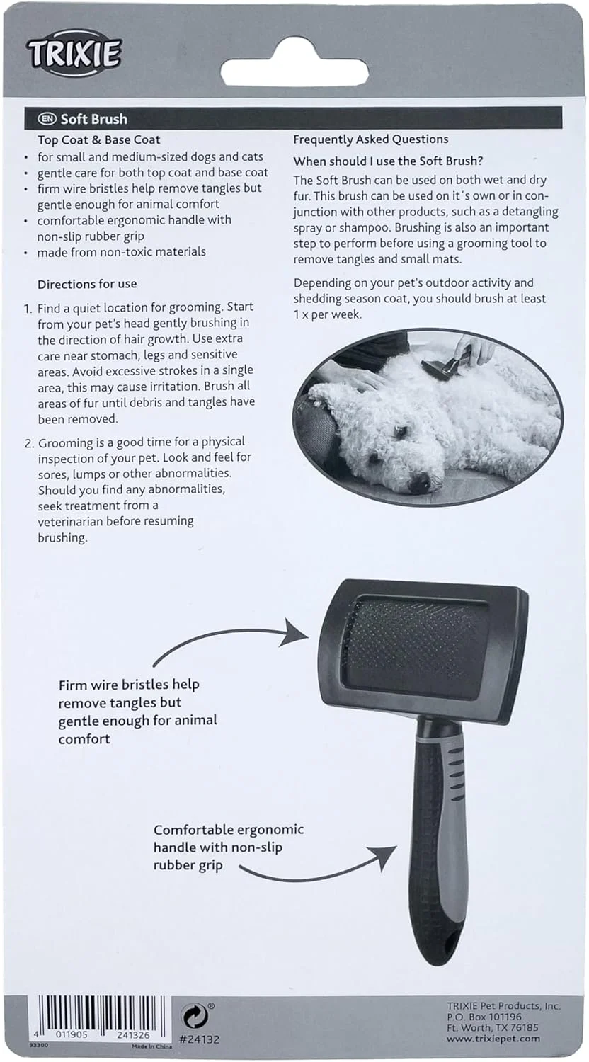 برس پلاستیکی نرم Trixie برای نظافت سگ و گربه، سایز متوسط