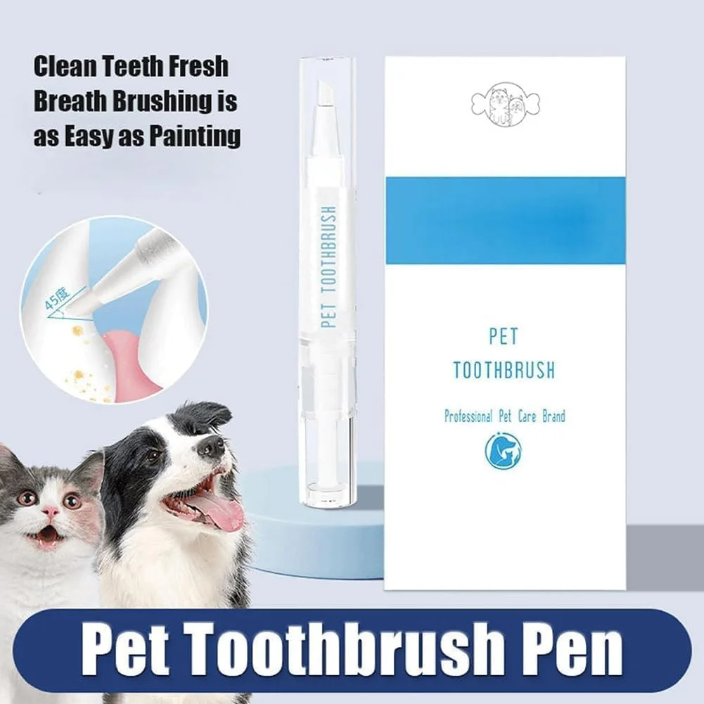 قلم مسواک حیوانات خانگی، قلم تمیز کننده دندان سگ، از بین برنده جرم دندان سگ، سفید کننده و تمیز کننده دندان گربه/سگ، ماده گیاهی طبیعی - کیت ترمیم دندان حیوانات خانگی (2 عدد)