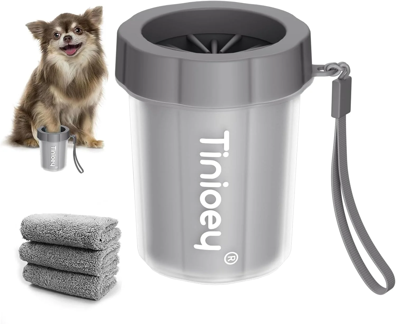 تینیویی تمیز کننده پنجه سگ برای سگ های کوچک (همراه با 3 حوله جاذب)، تمیز کننده پنجه گلی سگ، تمیز کننده پای حیوانات خانگی