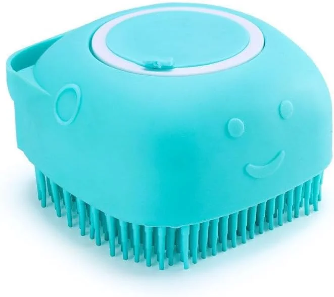 برس حمام سگ TIM'Z با مخزن شامپو، سیلیکونی نرم، ظرفیت مایع صابون، چند منظوره، شانه ماساژ سگ و گربه، شستشوی مو، تمیز کننده، لاستیکی، سیلیکونی، با دستگیره