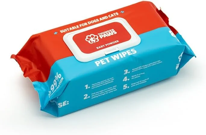 دستمال مرطوب بهداشتی سگ و گربه تاندر پاز با رایحه پودر بچه - 80 عددی دستمال مرطوب بهداشتی سگ و گربه تاندر پاز با رایحه پودر بچه - 80 عددی