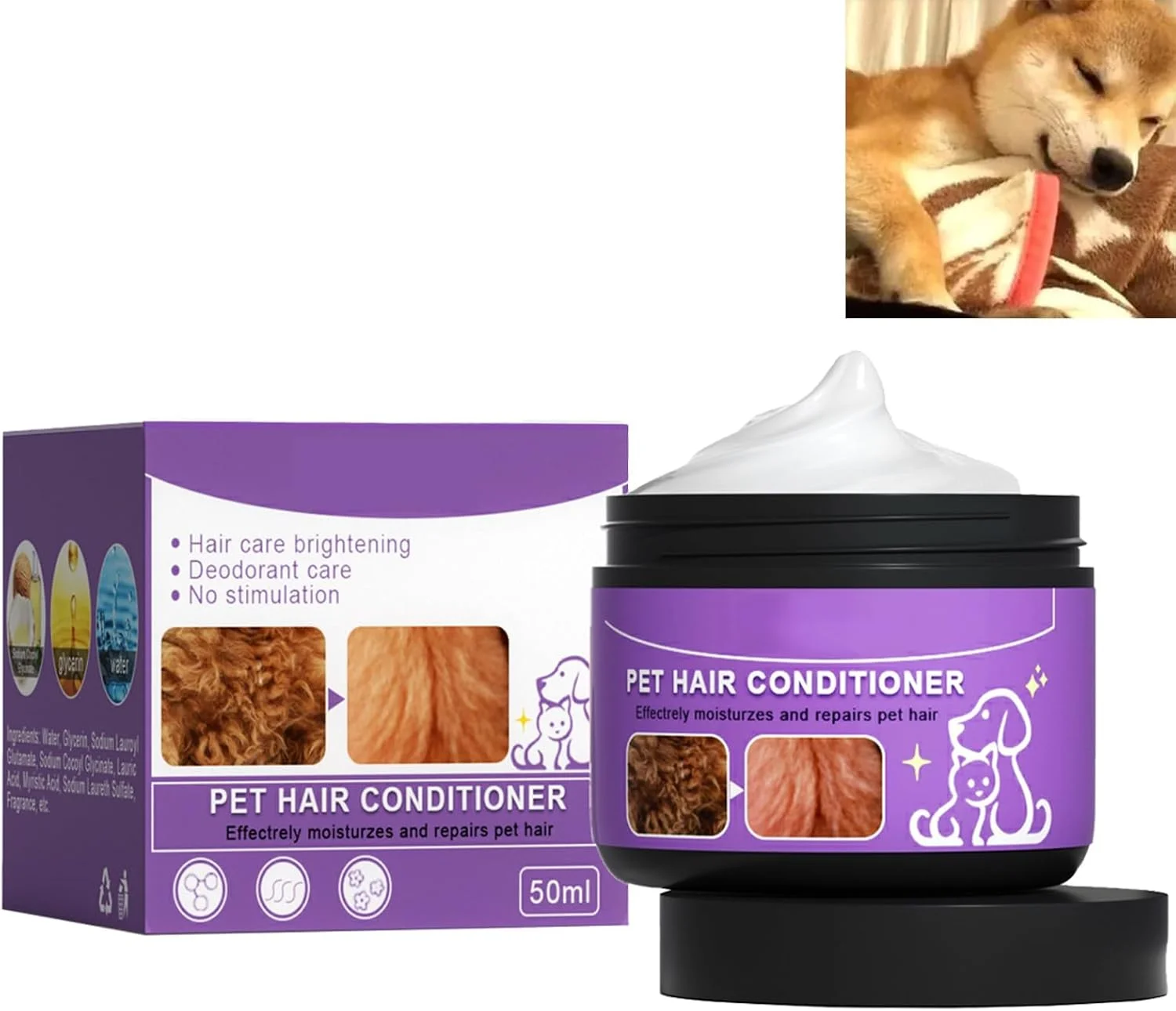 نرم کننده موی حیوانات خانگی TERRIFI، نرم کننده طبیعی پوشش مو برای آراستگی، کرم مرطوب کننده ملایم پوست برای سگ ها، موها را نرم و لطیف می کند