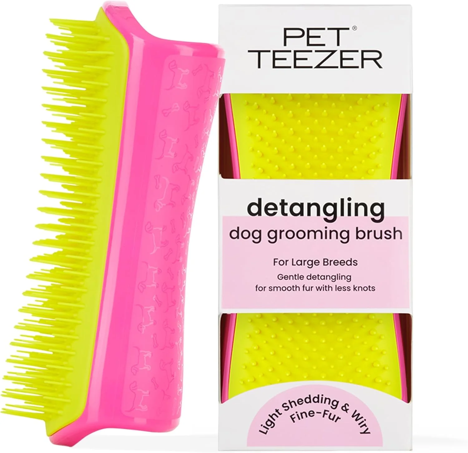 Tangle Teezer | Pet Teezer | برس گره باز کن و نظافت سگ | برس خشک یا برس حمام سگ | صورتی و زرد