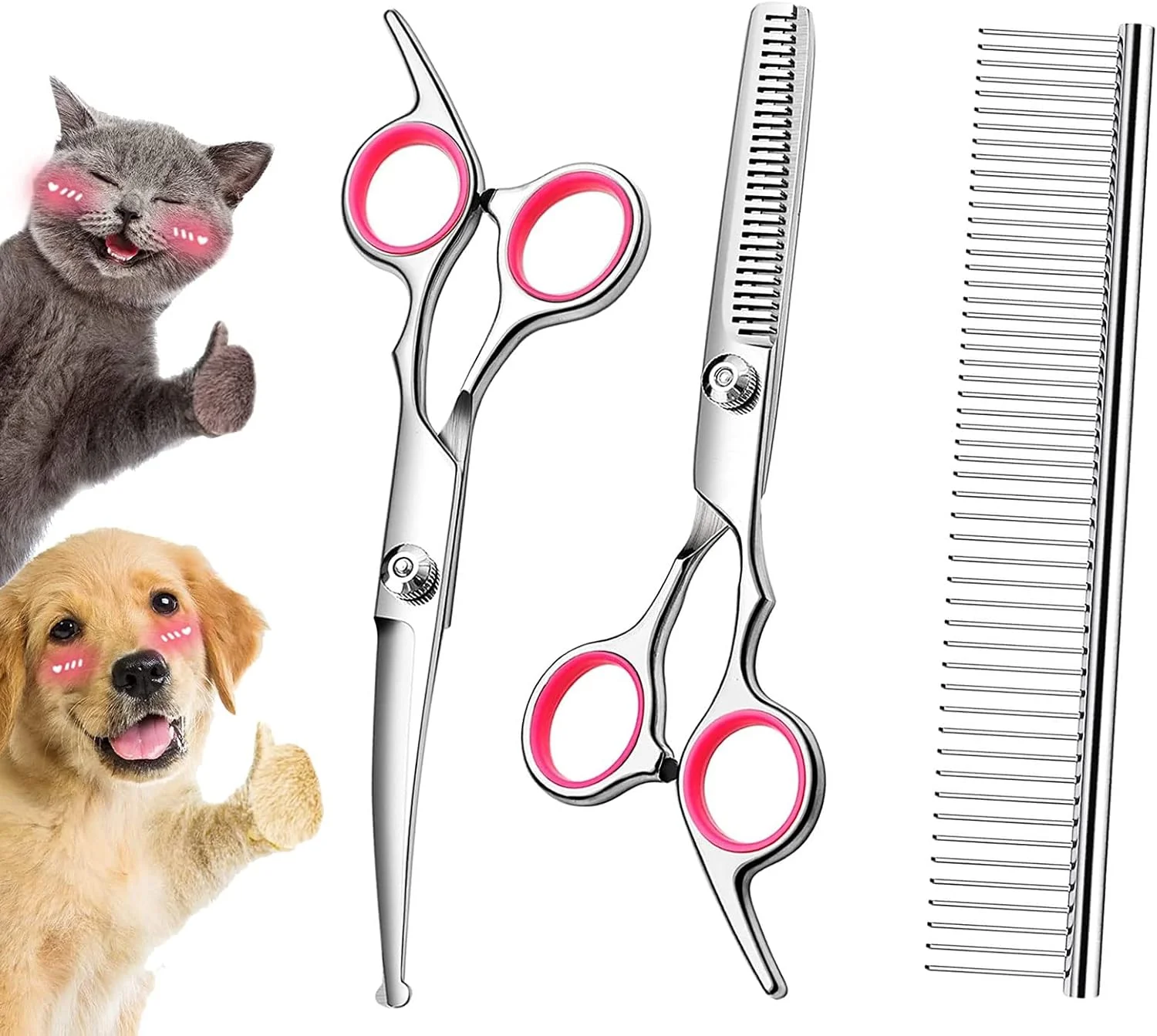 ست قیچی آرایشگری سگ TERRIFI با نوک گرد ایمنی، ست قیچی حرفه ای استیل ضد زنگ برای آرایش سگ، شامل قیچی های صاف، منحنی و شانه برای موهای بلند و کوتاه سگ، گربه و حیوانات خانگی ست قیچی آرایشگری سگ TERRIFI با نوک گرد ایمنی، ست قیچی حرفه ای استیل ضد زنگ برای آرایش سگ، شامل قیچی های صاف، منحنی و شانه برای موهای بلند و کوتاه سگ، گربه و حیوانات خانگی