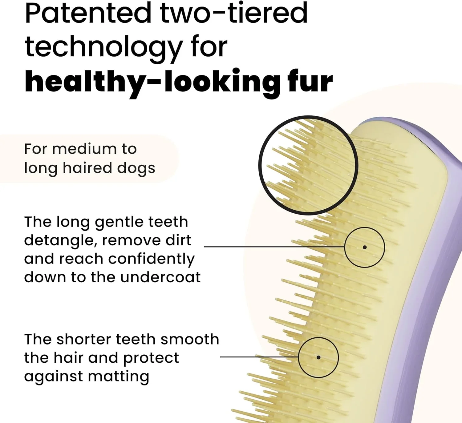 Tangle Teezer | Pet Teezer | برس کوچک گره باز کن و نظافت سگ | برس خشک یا برس حمام سگ | یاسی و زرد