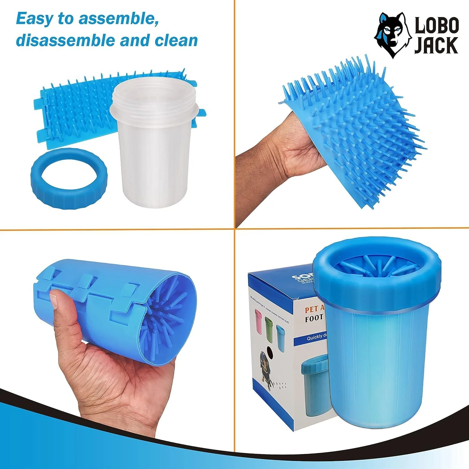 تمیز کننده پنجه سگ تزویق، شوینده قابل حمل پنجه سگ با سیلیکون 360 درجه، تمیز کننده سریع پای حیوانات خانگی برای سگ های نژاد کوچک، متوسط و بزرگ، فنجان شستشوی پای حیوانات خانگی، تمیز کننده 2 در 1 پنجه برای سگ ها