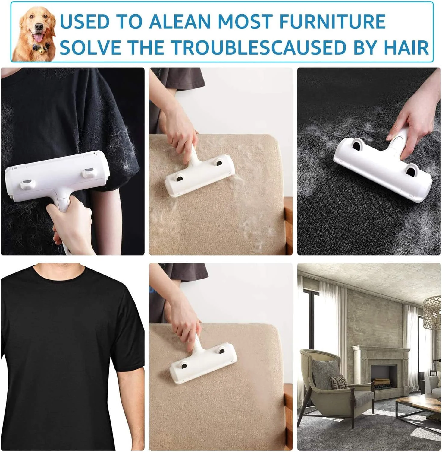 غلتک جمع کننده موی حیوانات خانگی SYOSI، برس مو جمع کن حیوانات قابل استفاده مجدد برای سگ و گربه، تمیز کردن آسان موی حیوانات خانگی از فرش، مبلمان، قالیچه، لباس، رختخواب و مبل