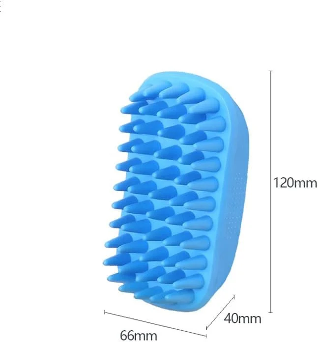 برس شامپو سیلیکونی حیوانات خانگی SWIUKPHE برای موهای بلند و کوتاه، مناسب سگ و گربه های بزرگ و متوسط، برس ماساژ و شستشوی ضد لغزش (آبی)