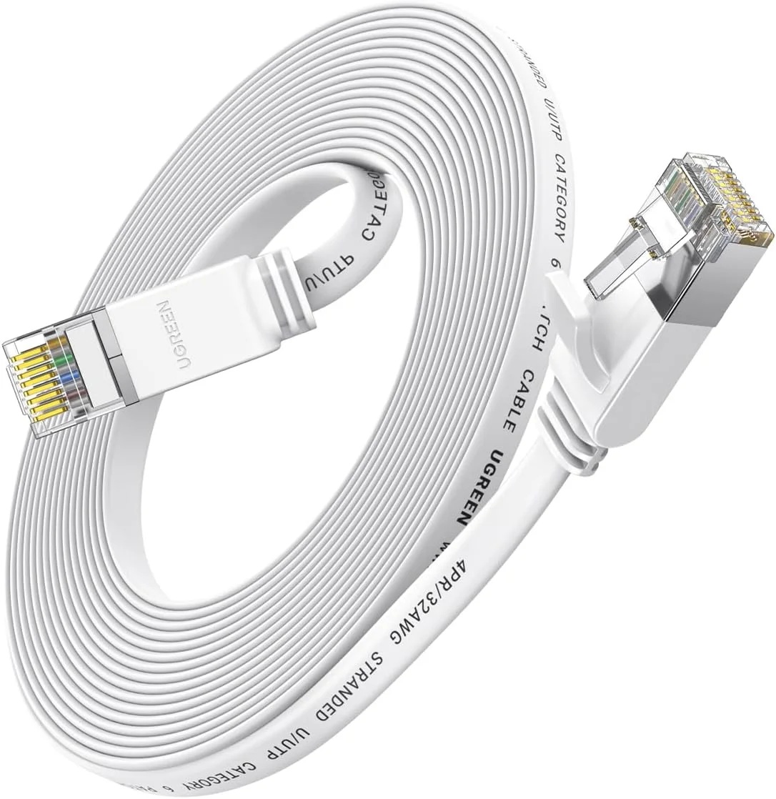 کابل اترنت UGREEN به طول 5 متر Cat6 1000Mbps تخت Lan کابل شبکه اینترنت با سرعت بالا محافظت شده RJ45 سازگار برای لپ تاپ، کامپیوتر، PS5، PS4، تلویزیون، مودم، روتر، هاب، سوئیچ، لوازم جانبی بازی