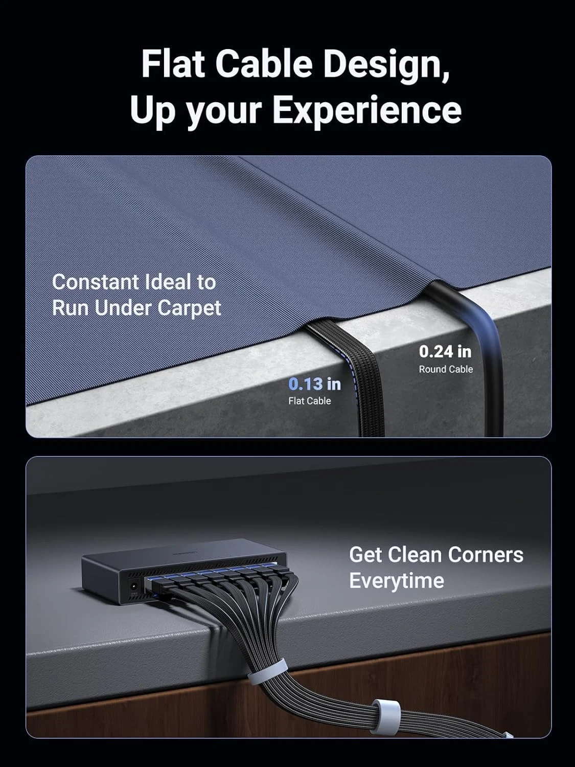 کابل اترنت UGREEN به طول 1 متر، کابل شبکه اینترنت Cat 8، تخت، بافته شده و محافظت شده، 40 گیگابیت بر ثانیه، 2000 مگاهرتز، سیم RJ45 سازگار با روتر، مودم، ایکس باکس، سوئیچ بازی، PS5، PS4، PC، تلویزیون، مک، لپ تاپ