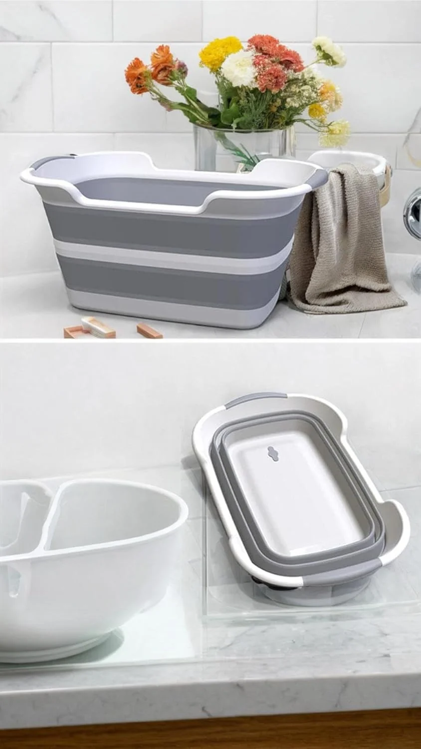 وان حمام تاشو Sweet seven: وان حمام سگ و حیوانات خانگی سیلیکونی قابل حمل - سبد ذخیره سازی لباس تاشو - طراحی راحت و صرفه جویی در فضا برای حمام آسان - ایده آل برای حیوانات خانگی کوچک و مسافرت