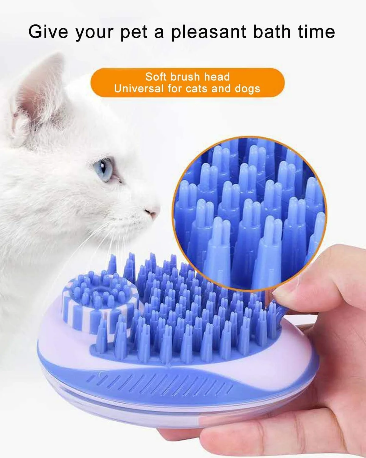 برس حمام حیوانات خانگی استارتی، شامپو، شانه لاستیکی ماساژ آرامش بخش برای سگ ها و گربه های مو بلند و کوتاه (آبی)